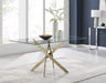 Leonardo Gold Leg Dining Table Dining Room Kitchen Stylish Glass Top Metal Legs for 6 Seat