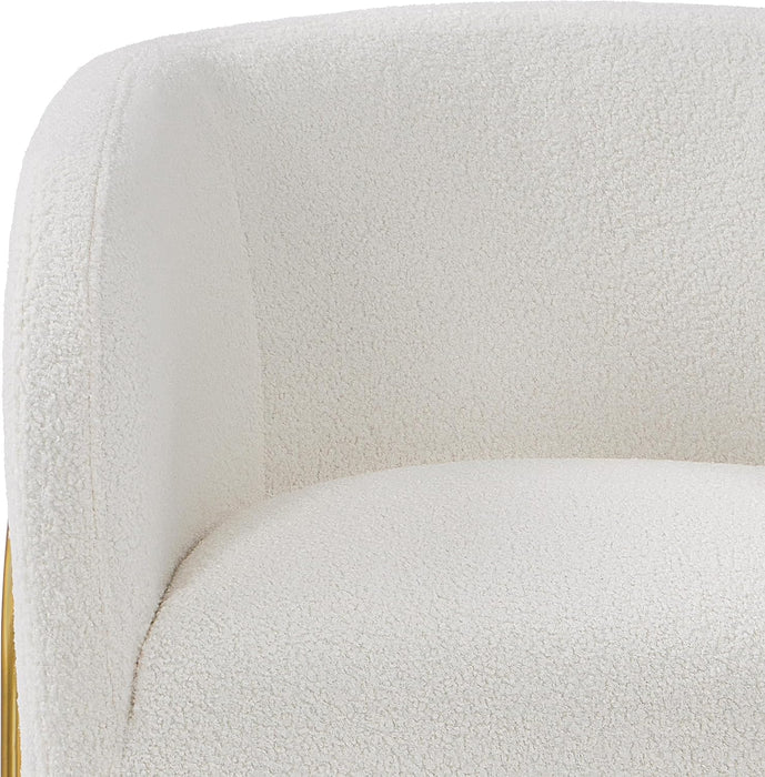 Accent Chair Set of 2, Armchair Set, Side Chairs for Living Room, Boucle Fabric Vanity Chairs with Gold Legs for Bedroom Office Reading Nook, Ivory