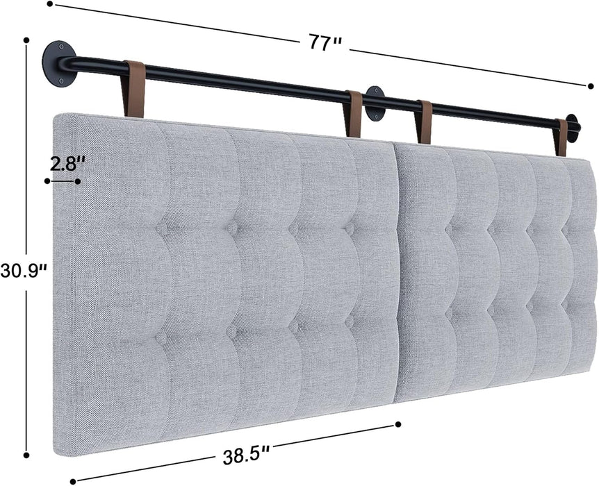 Headboard for King Size Bed, Wall Mounted Headboard with Fine Linen Upholstery and Button Tufting, Adjustable Heigh Headboard for Bedroom (Grey, King)