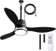 42 Inch Outdoor Ceiling Fans with Lights for Patios, IP65 Waterproof Gazebo Fan Remote Control,3Cct, 6 Speeds, Hook Hanging Plug in Ceiling Fan for Patio Porch Pergola Garage Canopy (Black)