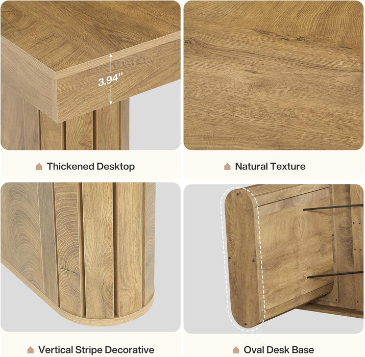 70.9" Large Dining Table for 6-8 People, Farmhouse Kitchen Table with Wooden Tabletop, Rustic Rectangular Dinner Furniture with Robust Double Pedestal for Dining Room, Kitchen, Brown