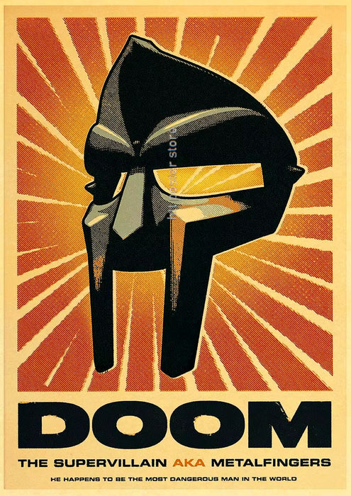 MF Doom Madlib Poster Retro Poster Painting Hip Hop Rap Music Album Star Picture Wall Art for Living Room Home Decor