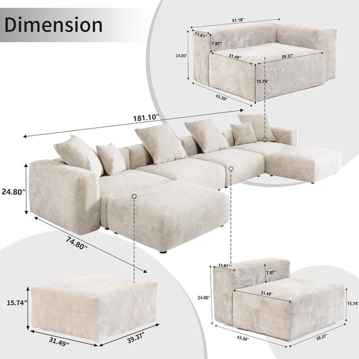 Oversized Modular Sectional Sofa with Ottomans