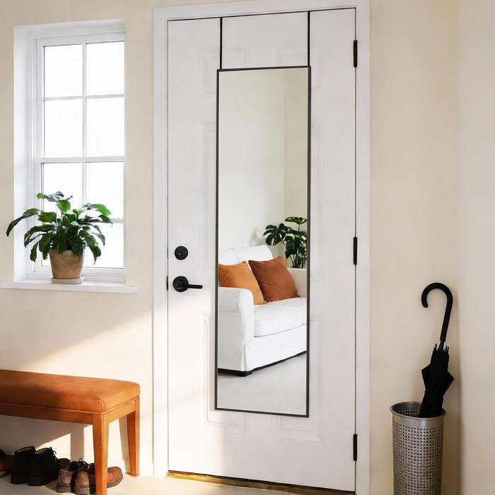47"X14" Full Length Door Mirror, Full Body Mirror, Black