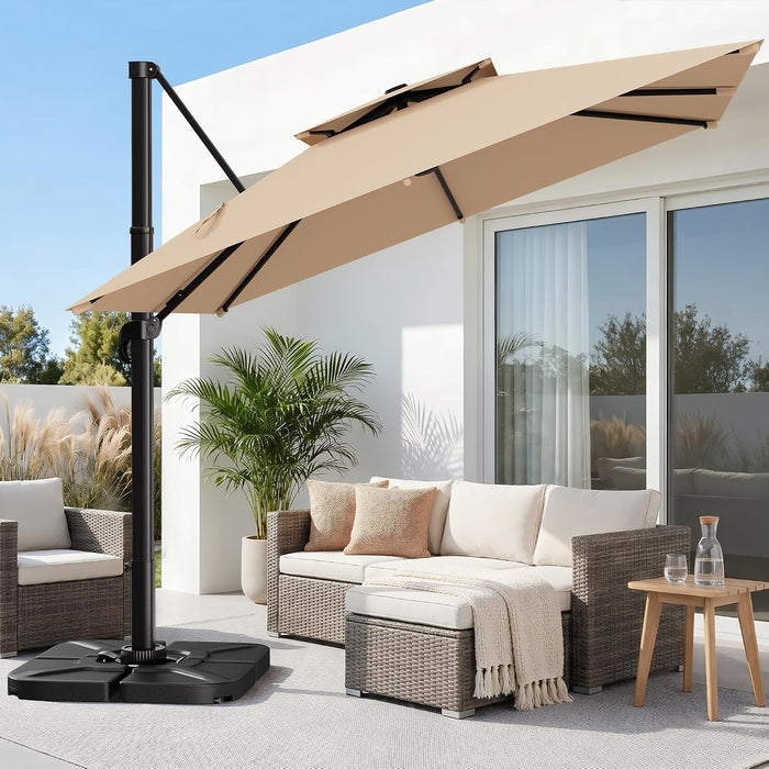 11×11 FT Double-Top Cantilever Patio Umbrella, Beige