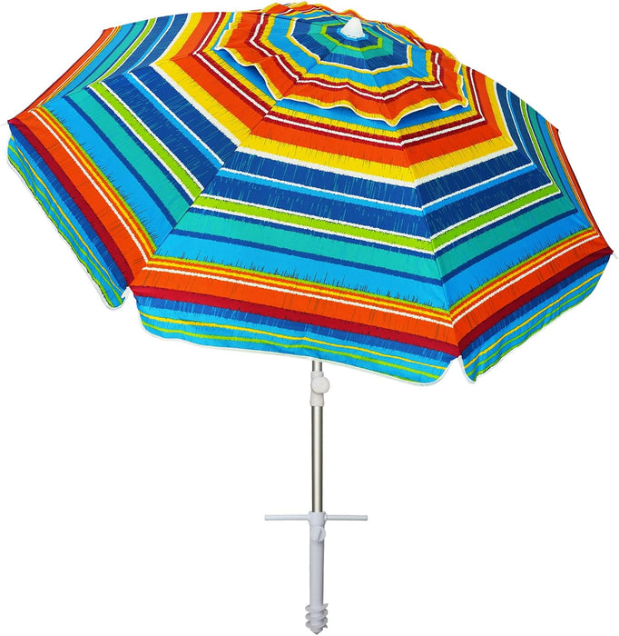 Beach Umbrellas for Sand Heavy Duty Wind Portable, 6.5Ft Outdoor Umbrella with Sand Anchor and UV Protection, Parasols Includes Carry Bag for Beach, Patio, and Garden, Yellow Stripes