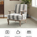 Patterned Upholstered Accent Chair With Wooden Base
