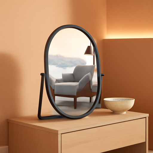 Vintage Bronze Wood Framed Makeup Mirror