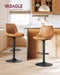VASAGLE Bar Stools Set of 4, Adjustable Height Swivel Barstools with Ergonomic Backrest, Synthetic Leather, Larger Metal Base, Modern Tall Bar Chairs for Kitchen Island, Caramel Brown