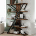 Industrial Bookshelf, Vintage 5-Tier Tall Bookcase with Wood and Metal Frame, Rustic Large Display Shelf for Home Office, 72" H X 47" L X 12" W, Rustic Brown