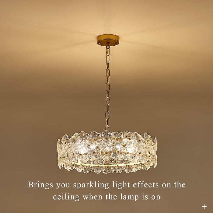 Stunning Gold Glass Flower Chandelier Lights 20Inch