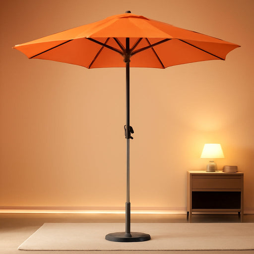 9FT Outdoor Patio Umbrella,Market Table Umbrella with 8 Fiberglass Ribs, Pool Umbrella with Tilt and Crank, UV Protection Lightweight & Wind-Resistant for Lawn, Garden, Deck and Backyard, Orange