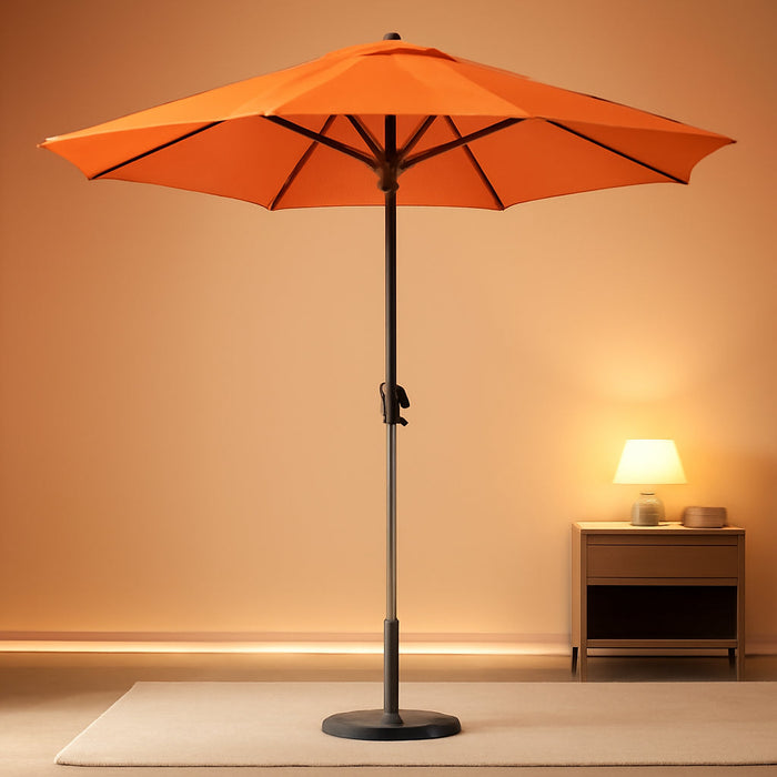 9FT Outdoor Patio Umbrella,Market Table Umbrella with 8 Fiberglass Ribs, Pool Umbrella with Tilt and Crank, UV Protection Lightweight & Wind-Resistant for Lawn, Garden, Deck and Backyard, Orange