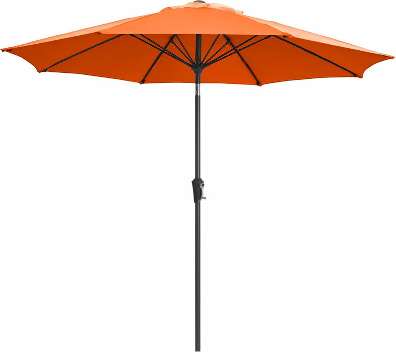 9FT Outdoor Patio Umbrella,Market Table Umbrella with 8 Fiberglass Ribs, Pool Umbrella with Tilt and Crank, UV Protection Lightweight & Wind-Resistant for Lawn, Garden, Deck and Backyard, Orange