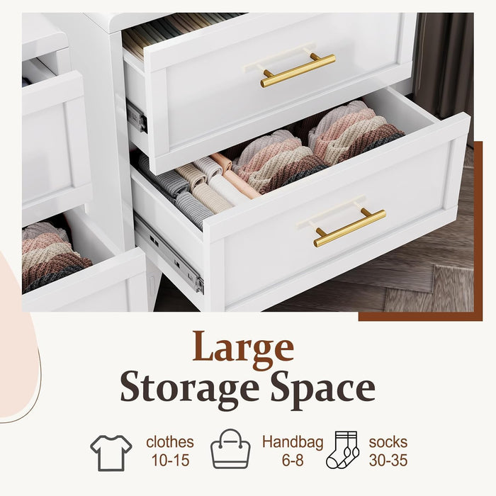 White Tall ChestOfDrawers Curved Corner StorageCabinet