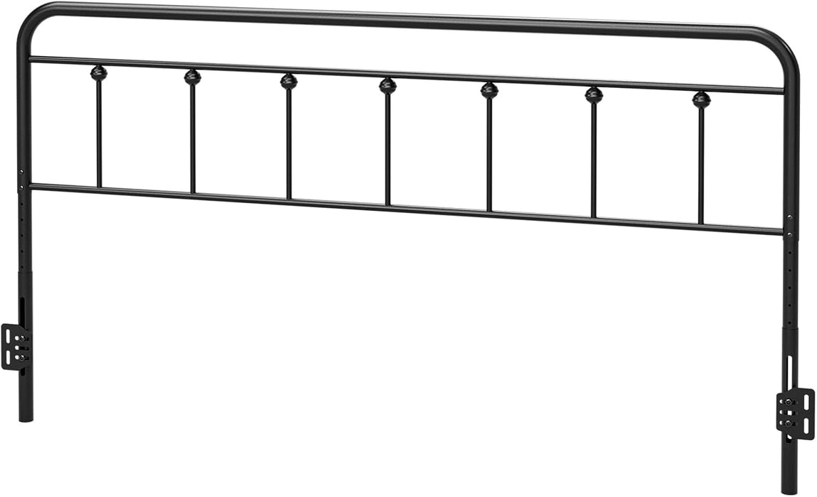 Metal King Size Headboard, Adjustable Height, Farmhouse Victorian Style, Easy Assembly, Steel Headboard Only for Bedroom, Black