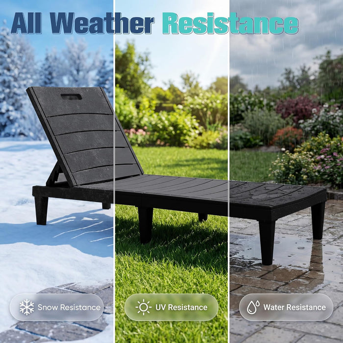 Outdoor Chaise Lounge Chair Set of 2, Waterproof PP Lounge Chairs