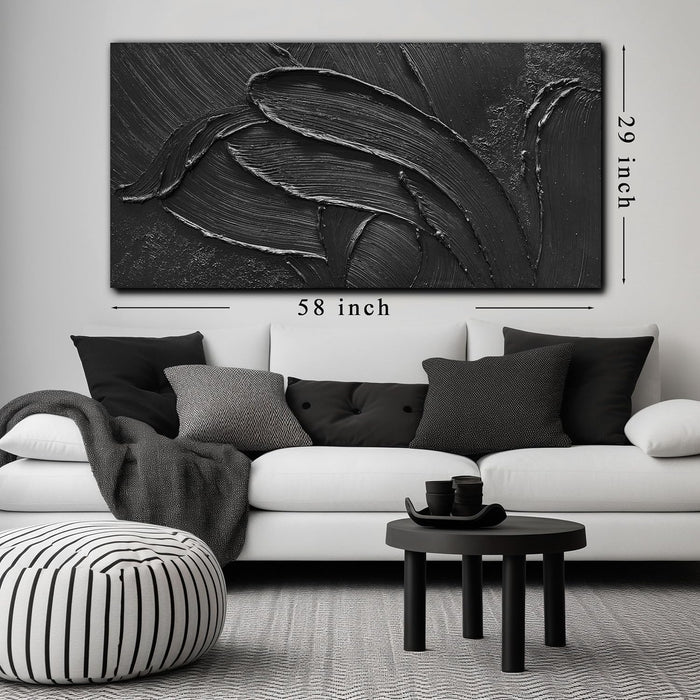 Black Art Paintings for Wall Abstract Wall Pictures for Living Room Large 3D Hand Painted Wall Art Bedroom 29 X 58 Inch