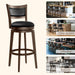 32" Tall Bar Height Stools Set of 4 - High Back Swivel Barstools with Black Faux Leather Upholstered Seat & Solid Wood Footrest, Counter Bar Stool for Kitchen Island & Pub