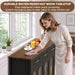 55" Sideboard Buffet Cabinet with Storage, Black Wood Coffee Bar