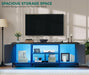 TV Stand with LED Lights & Charging Station, Farmhouse Entertainment Center with Storage Cabinets & Shelves, Cross-Pattern Doors, Fits Tvs up to 70'', TV Consoles for Living Room, Black
