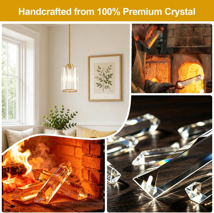 Brushed Gold Crystal Pendant Lights Kitchen Island