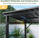 12X6Ft Hardtop Gazebo, All-Weather Outdoor BBQ Canopy with Sloping Steel Roof, Grill Gazebo with 2 Side Shelves & Hooks, Permanent Metal Gazebo for Patio, Backyard, Deck