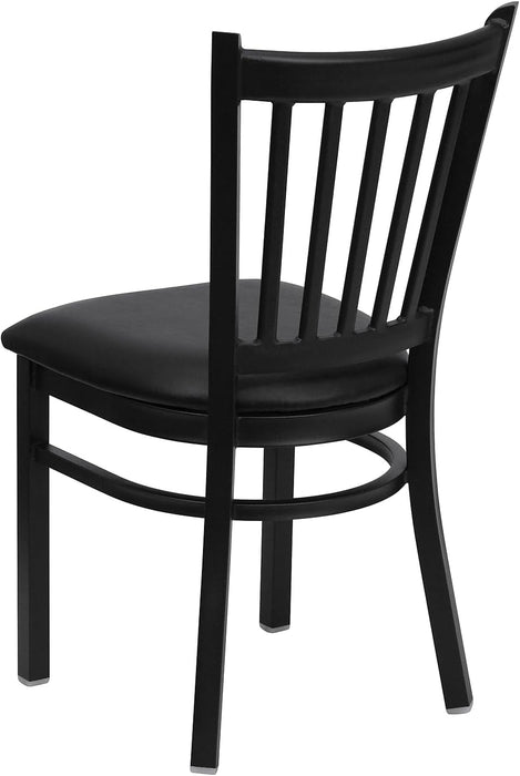 Hercules Series Vertical Back Metal Restaurant Chairs, Upholstered Armless Dining Chairs for Restaurants/Kitchens, Set of 2, Black