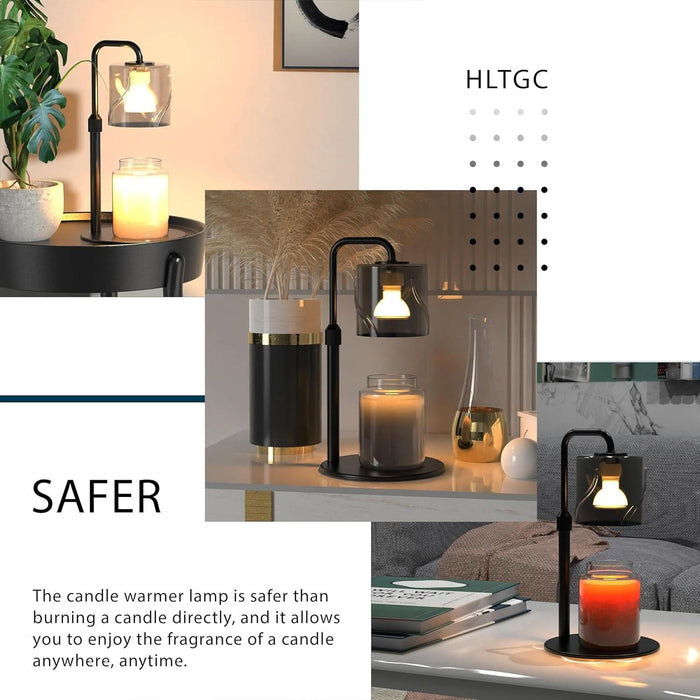 Candle Warmer Lamp with Timer Dimmer, with 2 Bulbs,Adjustable Height,Mothers Day Gifts for Mom,Birthday Gifts for Women,For Yankee Jars,For Room Home Decor (Black)
