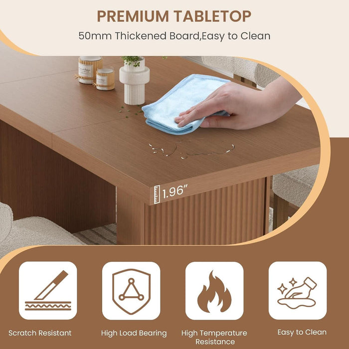 70.8" Dining Table for 6 8 10, Modern Dining Room Table with Storage, Wood Kitchen Table with Fluted Legs, Dinner Tables for Kitchen Dining Room,Nut-Brown