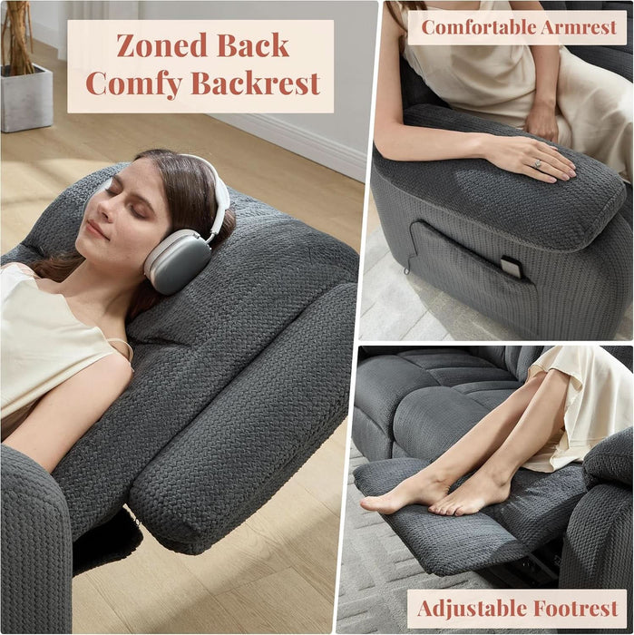 Reclining Couch, Power Reclining Sofa with Dual Wingback, 3 Seater Recliner Sofa, Recliner Couches for Living Room(Dark Gray)