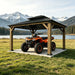 12' X 16' Outdoor Cedar Wood Hardtop Carport, Heavy Duty Gazebo with Double Galvanized Steel Roof, All-Weather Wind & Snow Resistant Permanent Pavilion for 2 Cars, Boat, Patio, Backyard