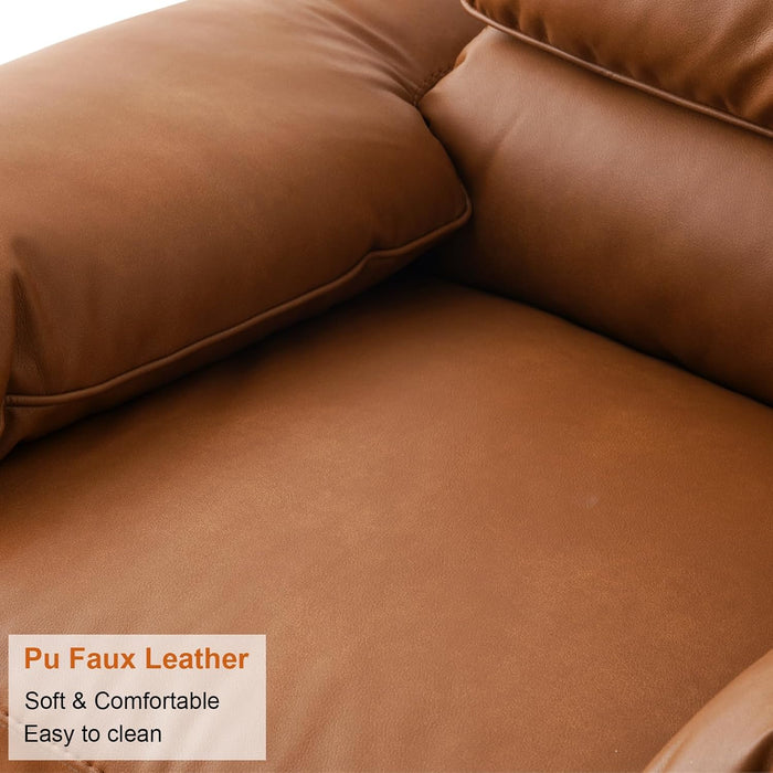 68 Inch PU Leather Loveseat MidCenturyModern Brown
