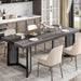 Industrial Dining Table for 6-8 People, 71" Large Long Wooden Kitchen Table with Sturdy Metal Frame & Brown Finish, Rustic Style Rectangular Dinner Table for Dining Room, Kitchen (Oak Gray)