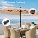 15Ft Large Patio Umbrella with Base Included, Double Sided Outdoor Umbrella with Solar Lights, Pool Umbrella with Fade Resistant Canopy for Deck, Porch, Yard, Balcony, Beige
