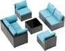Patio Furniture Set, All-Weather Outdoor Sectional Patio Furniture Set Including 7-Seated Sofa, for Any Patio,Blue