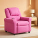 Vana Vinyl Kids Recliner with Cup Holder, Headrest, and Safety Recline, Contemporary Reclining Chair for Kids, Supports up to 90 Lbs., Hot Pink