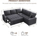 85 Inch Modular Sectional Sofa with Pull Out Bed, Chenille L Shaped Sectional Sofa with USB Ports/Reclining Backrest/Storage Seats, Tool-Free Assembly, Sofa Couch for Living Room Dark Grey