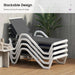 Lounge Chair Outdoor Set of 2 W/Armrest for Poolside Dark Gray