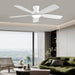 52Inch Ceiling Fans with Lights, Low Profile Ceiling Fan with Light and Remote Control/App Control, DC Reversible Motor, Noiseless, Flush Mount White Ceiling Fan for Bedroom, Indoor/Outdoor Use