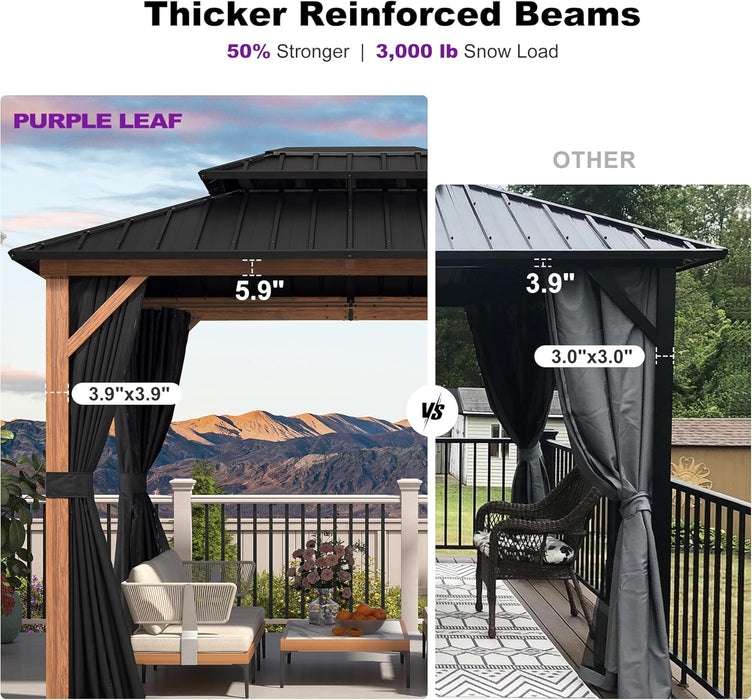 8x10 WeatherResistant Wood Grain Gazebo Aluminum Frame