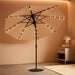 10 Ft Patio Umbrella with Solar Lights, 8 Ribs Outdoor Market Table Umbrella with 40 LED Lights & Tilt Crank for Pool, Deck, Backyard (Tan)