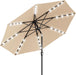10 Ft Patio Umbrella with Solar Lights, 8 Ribs Outdoor Market Table Umbrella with 40 LED Lights & Tilt Crank for Pool, Deck, Backyard (Tan)