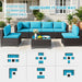 7-Piece Outdoor Patio Furniture Sets, Manual Weaving Rattan Conversation Sectional Sofa with Tempered Glass Coffee Table, All-Weather PE Wicker & Thick Cushions for Garden, Backyard, Porch