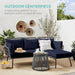 Outdoor Rope Woven Sectional Patio Furniture L-Shaped Conversation Sofa Set for Backyard, Porch W/Thick Cushions, Detachable Lounger, Side Table - Gray/Navy