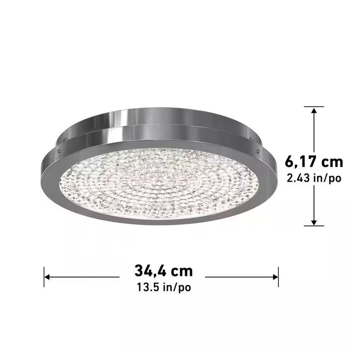 Glam 13.5 In. 1-Light Modern Chrome Integrated LED Flush Mount Ceiling Light Fixture for Kitchen or Bedroom