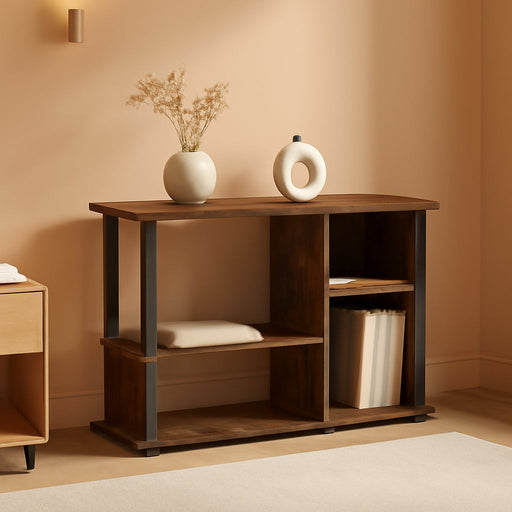 Classic Stand with Plastic Poles for TV up to 40-Inch, Amber Pine/Black