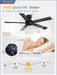 Black 48 Inch Modern Flush Ceiling Fan