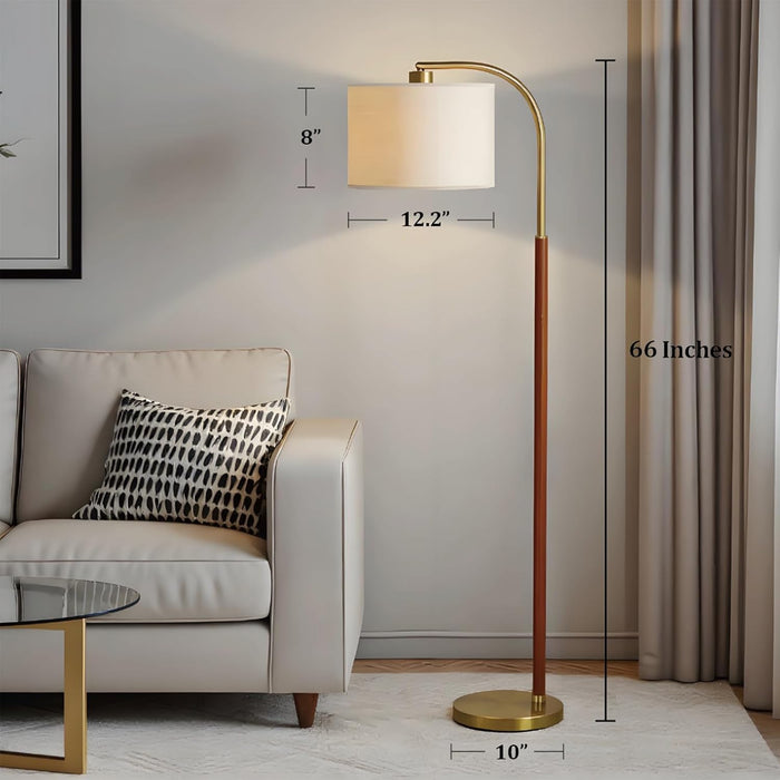 66Inch WalnutGold Arc Floor Lamp With ModernElegance