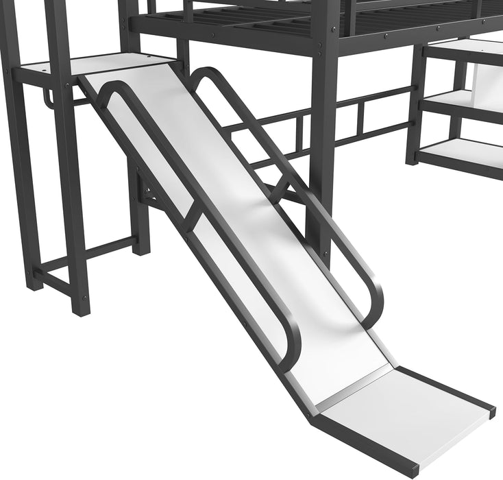 Twin Loft Bed Expansive Slide And BuiltInStorageUnit